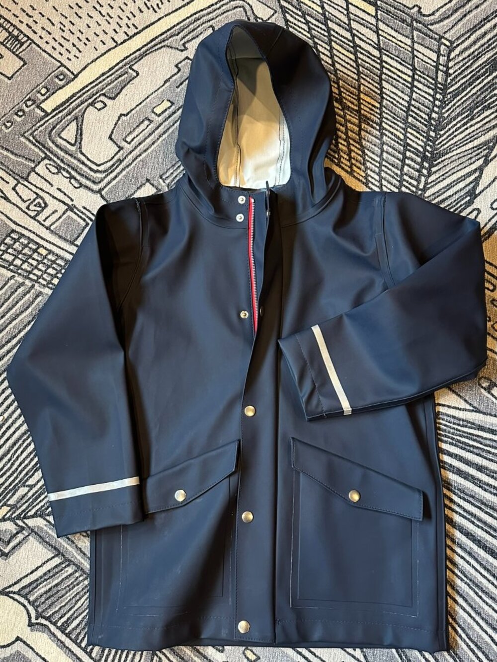 Hanna Andersson - Kids Hello Rain 100% Waterproof Jacket - Navy Blue - Size 140